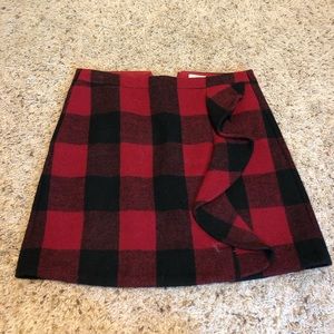J. Crew Factory Buffalo plaid ruffle miniskirt